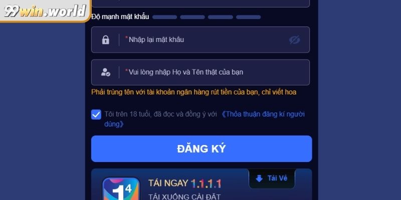Tuân thủ các quy tắc tạo account